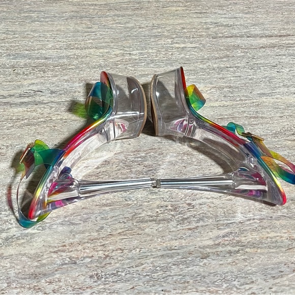 NWOB Azalea Wang Croix Rainbow 🌈 open toe strapped high heels sandals - Picture 8 of 16